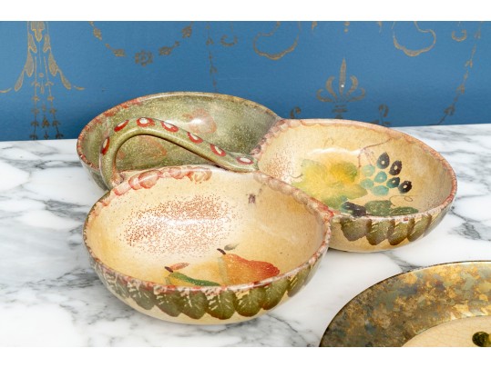 Hand-painted Ceramic Serving Items, Made In Italy Along With One Lesley Ray Plate