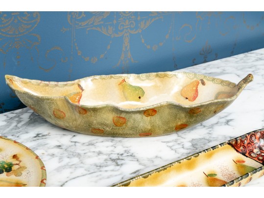 Hand-painted Ceramic Serving Items, Made In Italy Along With One Lesley Ray Plate
