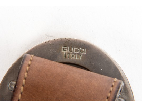 Vintage Gucci Brown Leather Belt With Logo Buckle