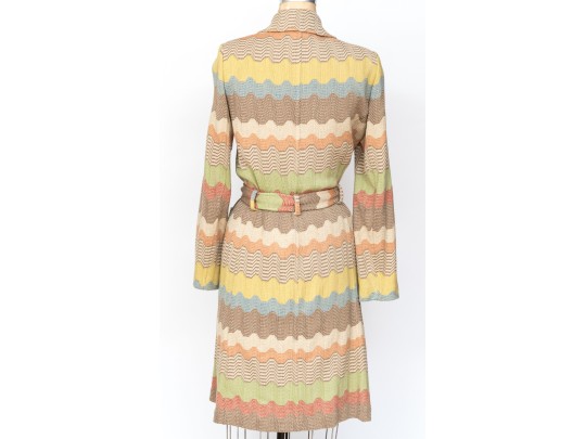 Attributed To Missoni Colorful Zig-Zag Belted Coat