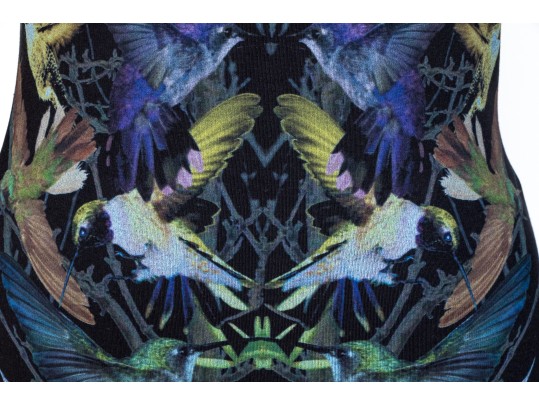 Alexander McQueen Black Bird Design Dress, Size XL