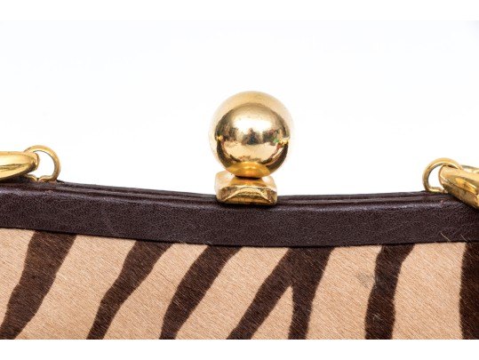 Revillon Tiger Stripe Pony Hair Convertible Clutch/shoulder Bag