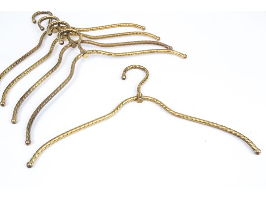 Vintage Collection Of Five Brass Hangers