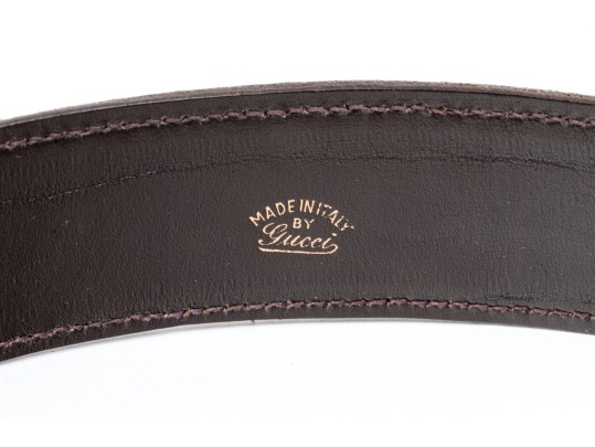 Vintage Gucci Brown Leather Belt With Logo Buckle