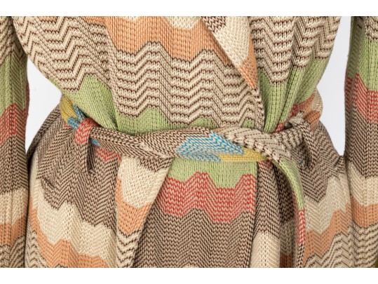Attributed To Missoni Colorful Zig-Zag Belted Coat