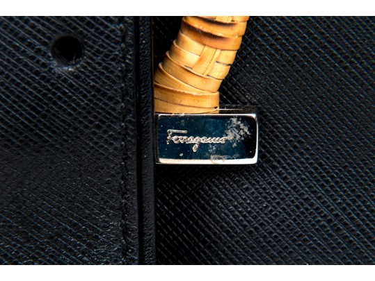 Salvatore Ferragamo Black Saffiano Leather Shoulder Bag