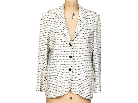 Chanel White And Black Stylish Jacket, Size 42