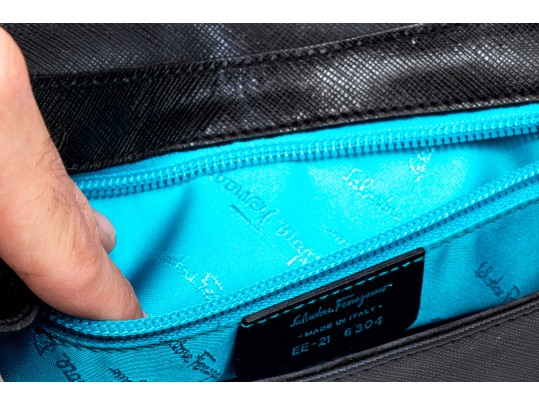 Salvatore Ferragamo Black Saffiano Leather Shoulder Bag