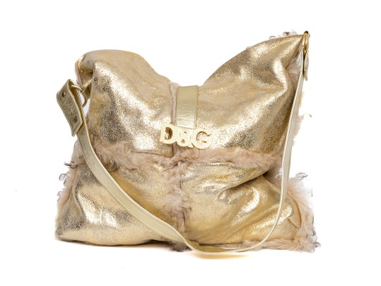 Dolce & Gabbana Golden Sheepskin And Shearling Hobo Bag