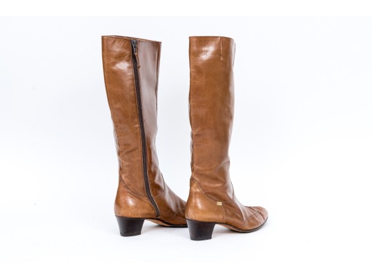 Salvatore Ferragamo Fabulous Vintage Brown Leather Boots, Size 8 1/2