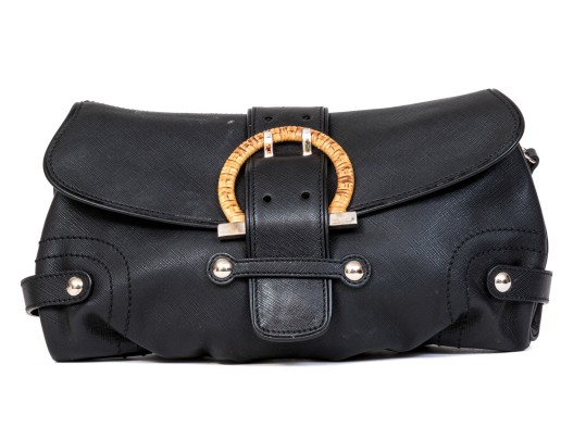 Salvatore Ferragamo Black Saffiano Leather Shoulder Bag