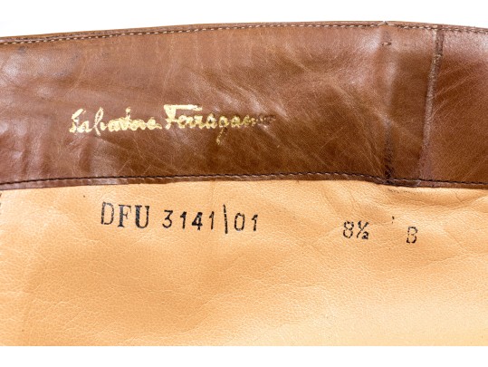 Salvatore Ferragamo Fabulous Vintage Brown Leather Boots, Size 8 1/2