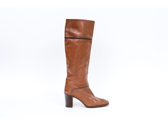 Gucci Wonderful Vintage Brown Leather Pull On Boots, Size 39