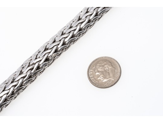 John Hardy Sterling Silver And 18k Diamond Wheat Chain Bracelet