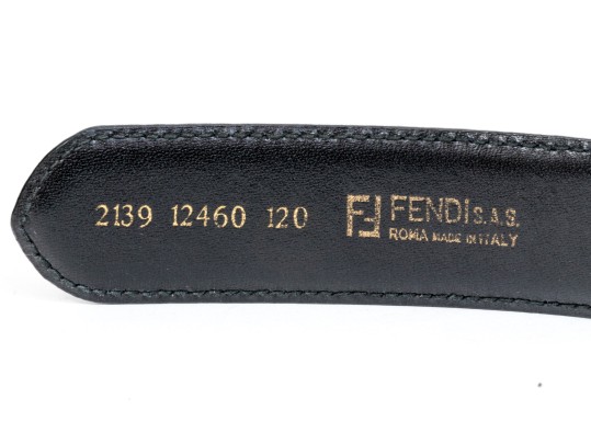 Fendi Black Leather Belt With Two-Tone Logo Buckle