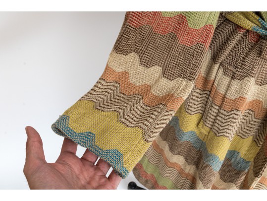 Attributed To Missoni Colorful Zig-Zag Belted Coat