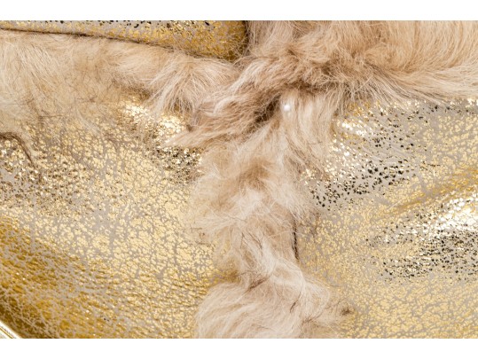 Dolce & Gabbana Golden Sheepskin And Shearling Hobo Bag