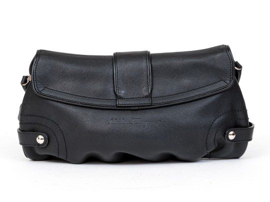Salvatore Ferragamo Black Saffiano Leather Shoulder Bag