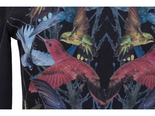 Alexander McQueen Black Bird Design Dress, Size XL