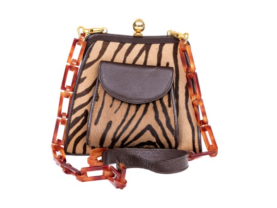 Revillon Tiger Stripe Pony Hair Convertible Clutch/shoulder Bag