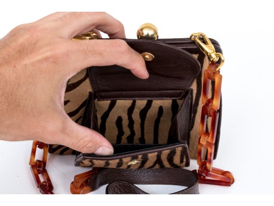 Revillon Tiger Stripe Pony Hair Convertible Clutch/shoulder Bag