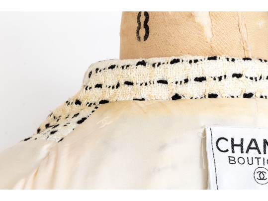Chanel White And Black Stylish Jacket, Size 42
