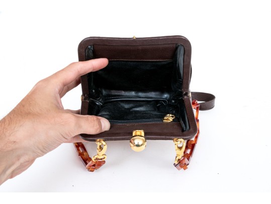 Revillon Tiger Stripe Pony Hair Convertible Clutch/shoulder Bag