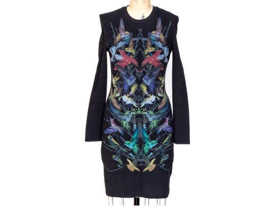 Alexander McQueen Black Bird Design Dress, Size XL