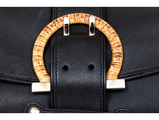 Salvatore Ferragamo Black Saffiano Leather Shoulder Bag