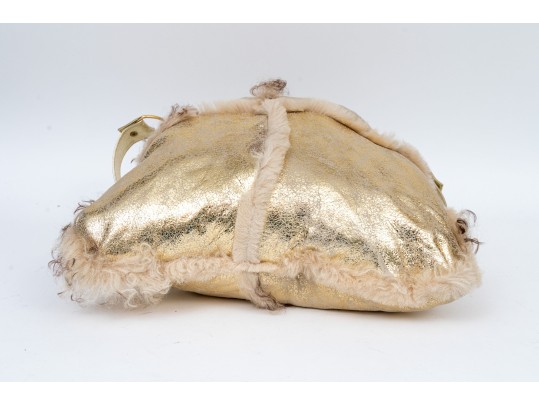 Dolce & Gabbana Golden Sheepskin And Shearling Hobo Bag