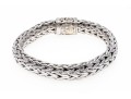 John Hardy Sterling Silver And 18k Diamond Wheat Chain Bracelet