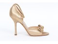Jimmy Choo Stunning Metallic Gold Peep Toe Stilettos, Bow Decoration, Size 39
