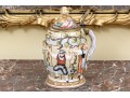 Italian Crown Naples Capodimonte Porcelain Tankard With Hinged Lid