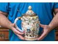 Italian Crown Naples Capodimonte Porcelain Tankard With Hinged Lid