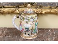Italian Crown Naples Capodimonte Porcelain Tankard With Hinged Lid