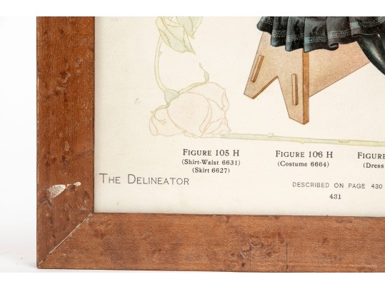 Five Antique Metal Storage Boxes And Antique Fashion Print