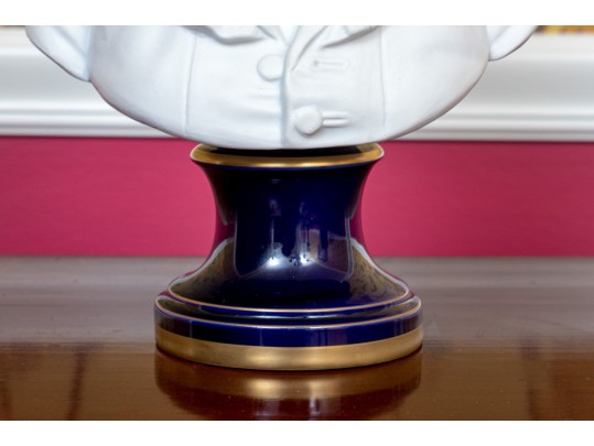 After Houdon, Porcelaine De France White Bisque Sculpture Bust Of A Youth