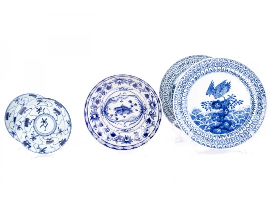 Five Pieces Of Asian Blue And White Ceramic Plate Ware