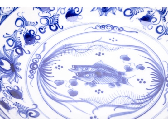 Five Pieces Of Asian Blue And White Ceramic Plate Ware