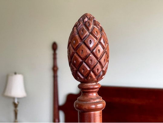 20th Century Queen Size Cherry Wood Poster Bed