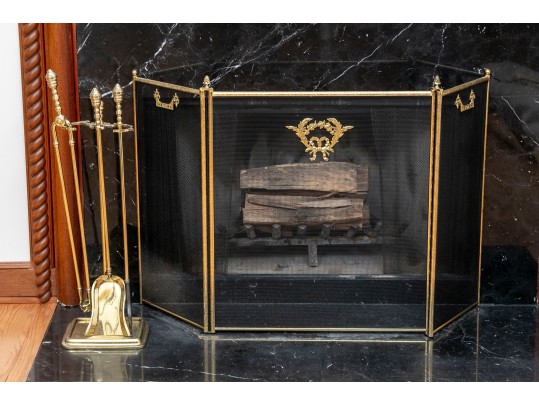 Early 20th Century Brass Fireplace Accessories