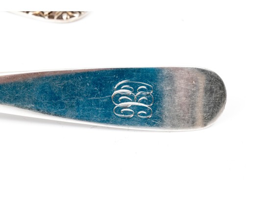 S.Kirk & Son Lovely Sterling Silver Vintage Floral Repousse Serving Fork And Spoon Set