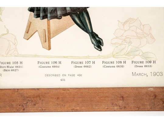 Five Antique Metal Storage Boxes And Antique Fashion Print