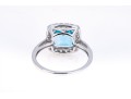 Vibrant 10K White Gold And Blue Topaz Ring, Size 7+
