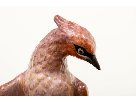 German, Meissen Hand Painted Porcelain Perched Bird