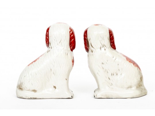 Pair Of English, Staffordshire Hand Painted Ceramic Spaniels