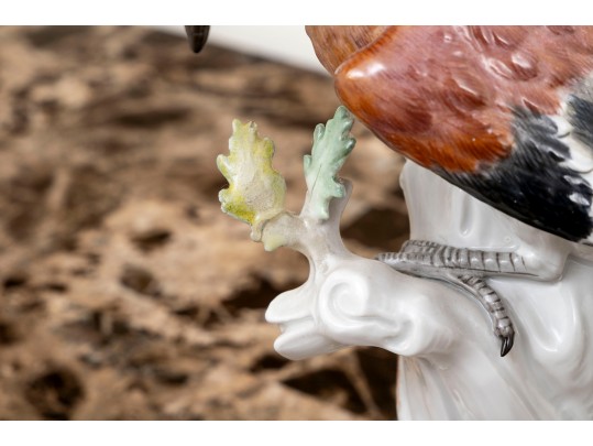 German, Meissen Hand Painted Porcelain Perched Bird