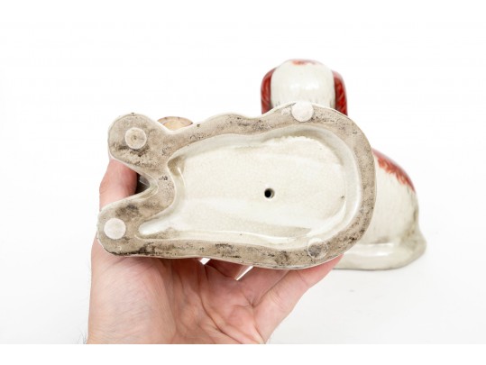 Pair Of English, Staffordshire Hand Painted Ceramic Spaniels