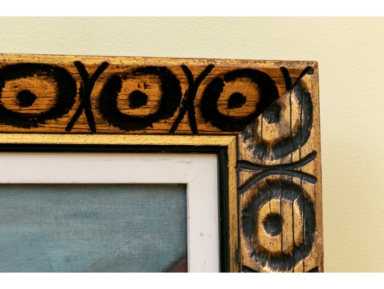 Oil On Board Painting, Picturesque Rural Village In Winter, 20th C.