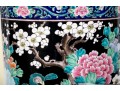 Chinese Famille Rose On Black Ground Porcelain Umbrella Stand